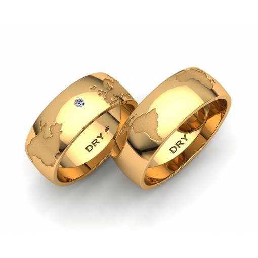 Anillos Mapamundi 7mm con un diamante en oro amarillo